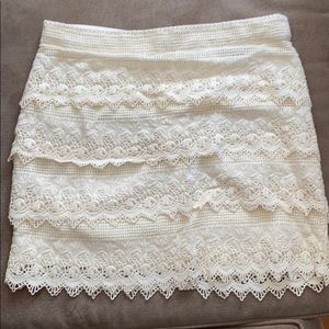 Cream Eyelet Lace Skirt